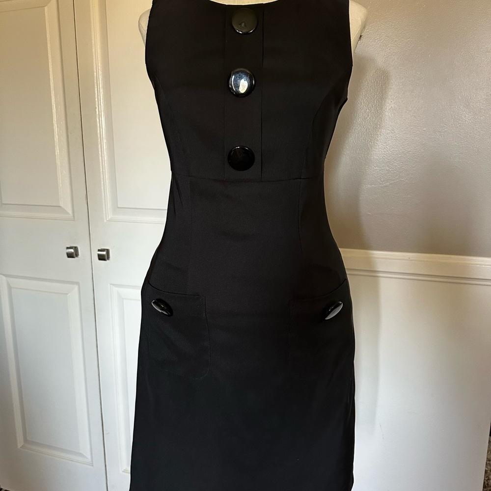BCX Black Buttoned Sleeveless Midi Dress